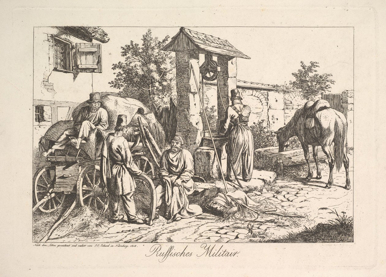 Kozak przy studni, 1815 r. autorstwa Johann Christian Erhard