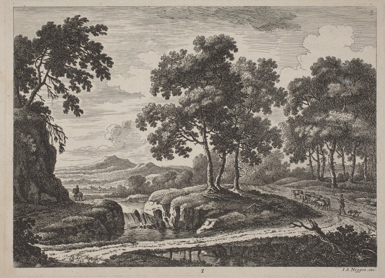 Panoramiczne krajobrazy rzeczne z podróżnikami autorstwa Johann Christoph Dietzsch