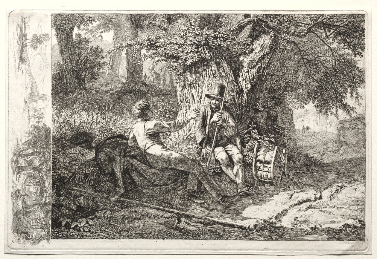 Artysta odpoczywa ze swoim przewodnikiem. autorstwa Johann Christoph Erhard