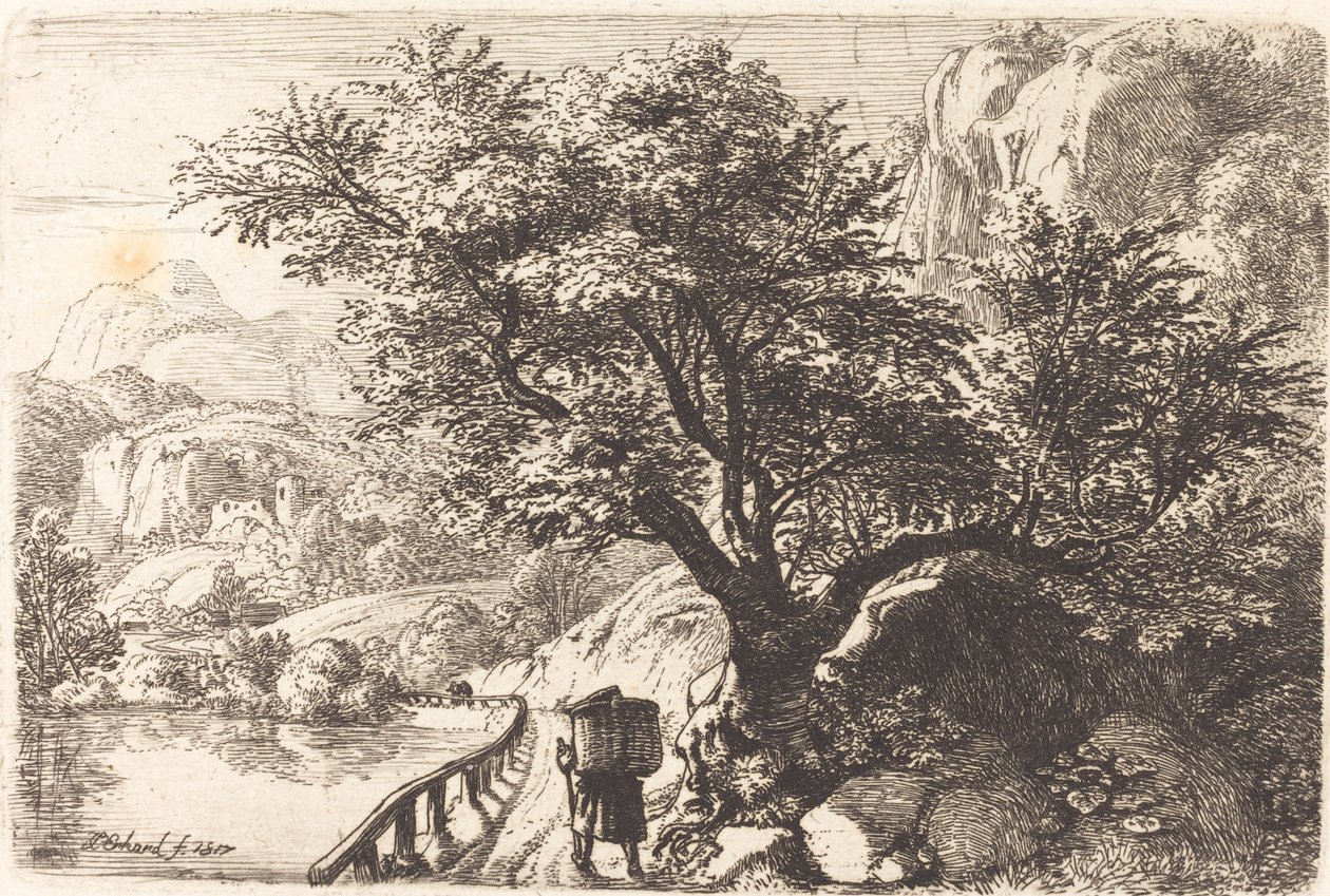 Chłop idący wzdłuż rzeki autorstwa Johann Christoph Erhard