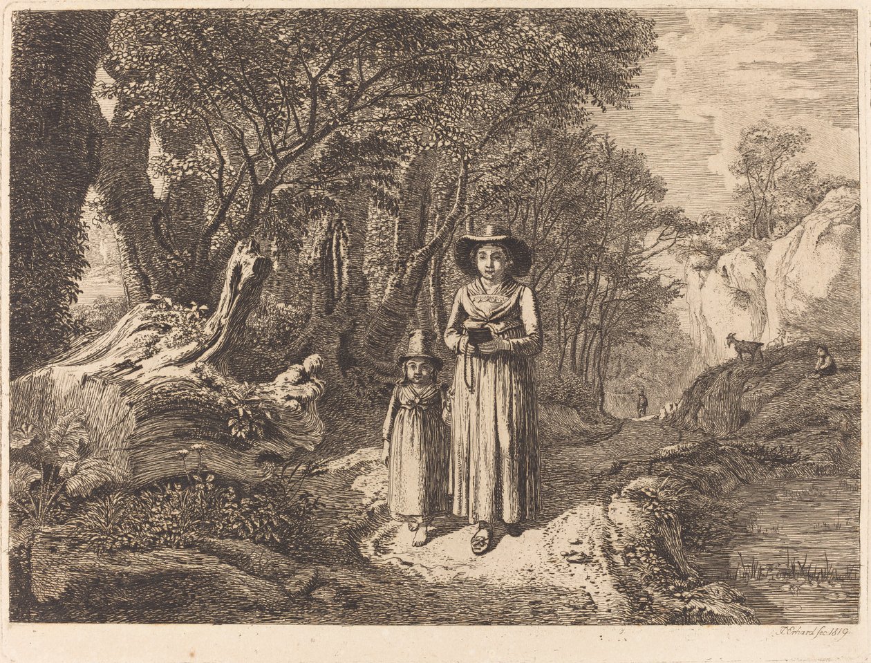 Kobieta i dziecko idące do kościoła autorstwa Johann Christoph Erhard