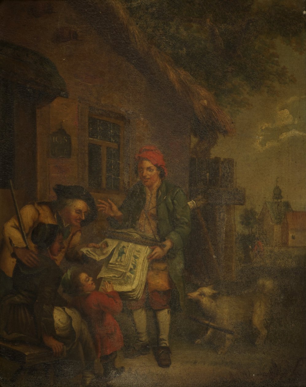 The Village Printseller (olej na miedzi) autorstwa Johann Conrad Seekatz