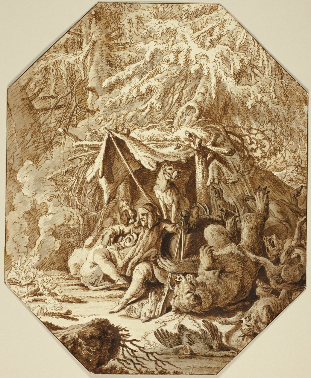 Odważny Łowca, Wytrwanie Zimą autorstwa Johann Elias Ridinger