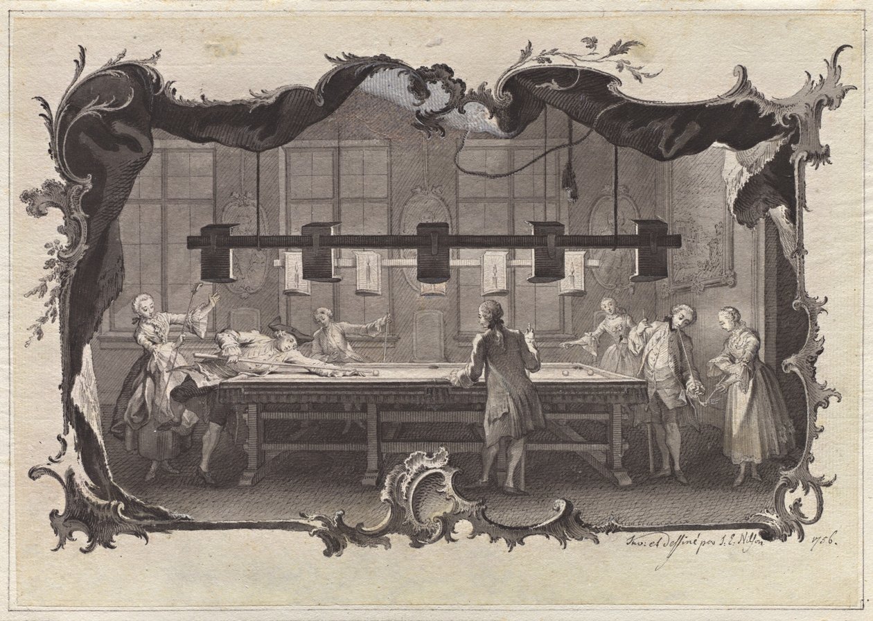 Panie i Panowie grają w bilard autorstwa Johann Esaias Nilson