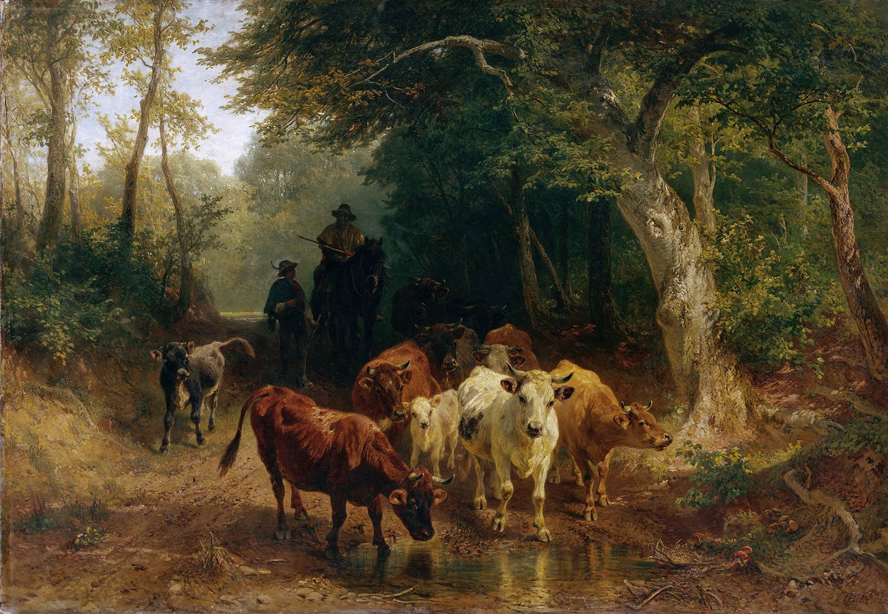 Powrót stada bydła jesienią autorstwa Johann Friedrich Voltz
