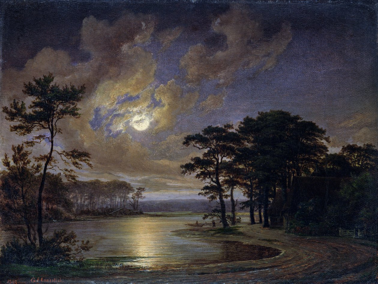 Morze Holsztyńskie - Światło Księżyca, 1847 autorstwa Johann Georg Haeselich