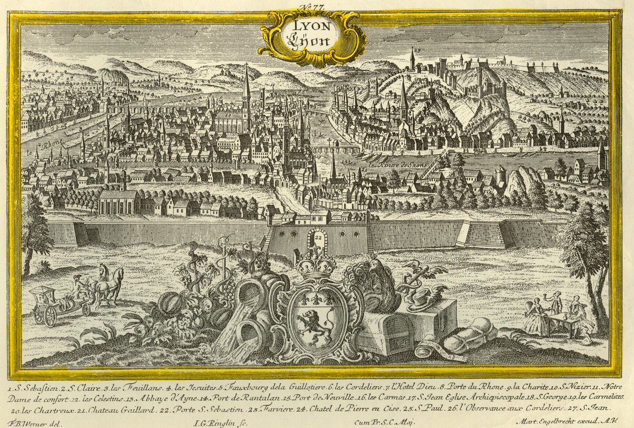 Lyon, ok. 1740. autorstwa Johann Georg Ringlin