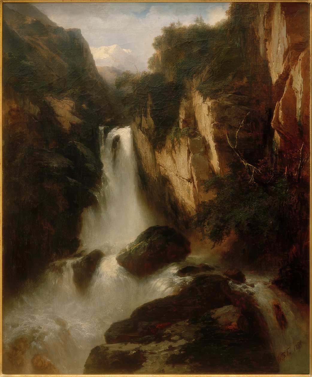 Wodospad w wysokich górach autorstwa Johann Gottfried Steffan