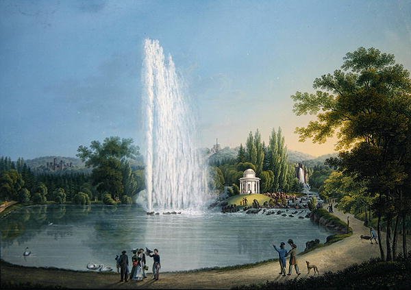 Wielka Fontanna, c.1820 (kolor lito) autorstwa Johann Heinrich Bleuler