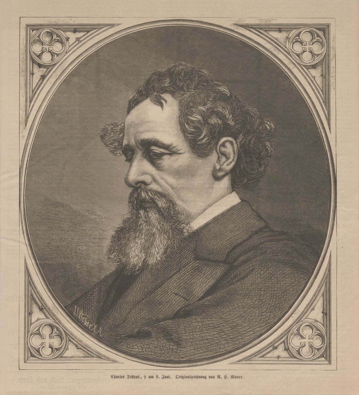 Portret Karola Dickensa, 1870. autorstwa Johann Jacob Weber