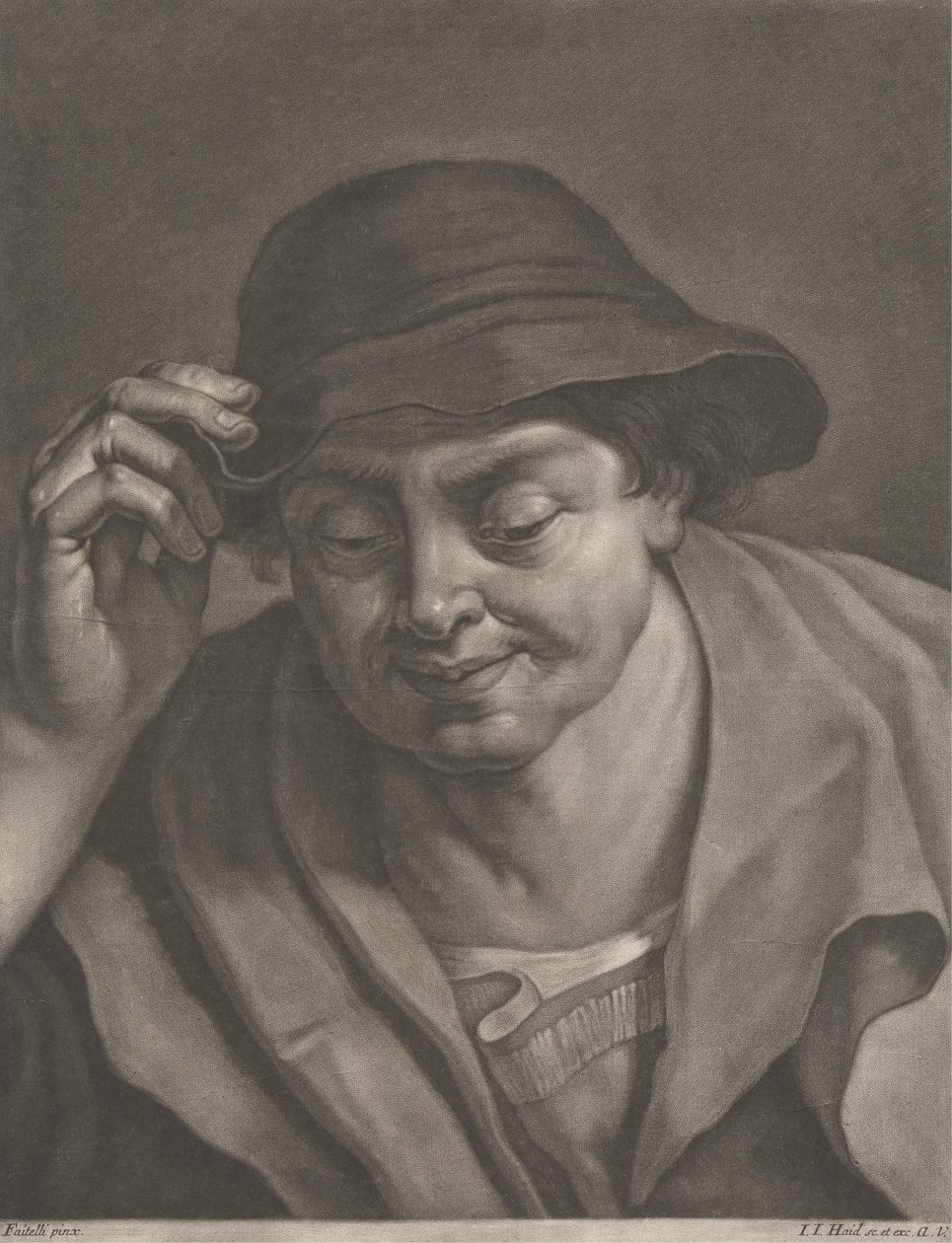 Mężczyzna w kapeluszu autorstwa Johann Jacobus Haid