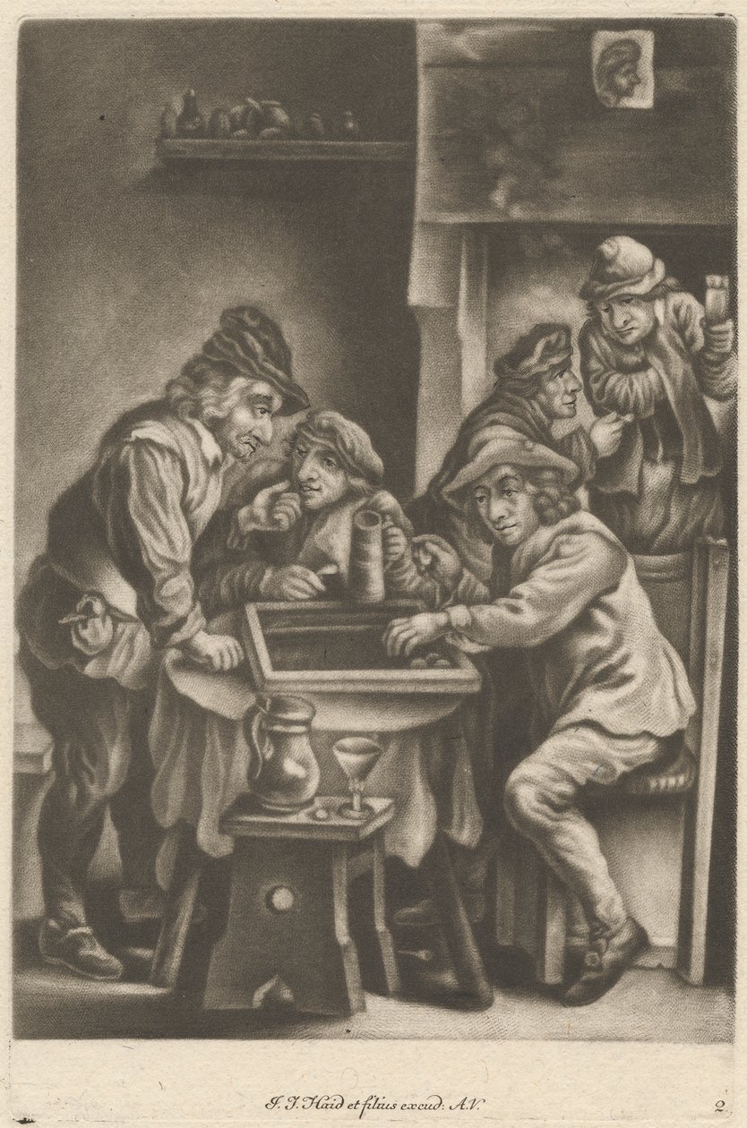 Mężczyźni grający w tryktraka autorstwa Johann Jacobus Haid
