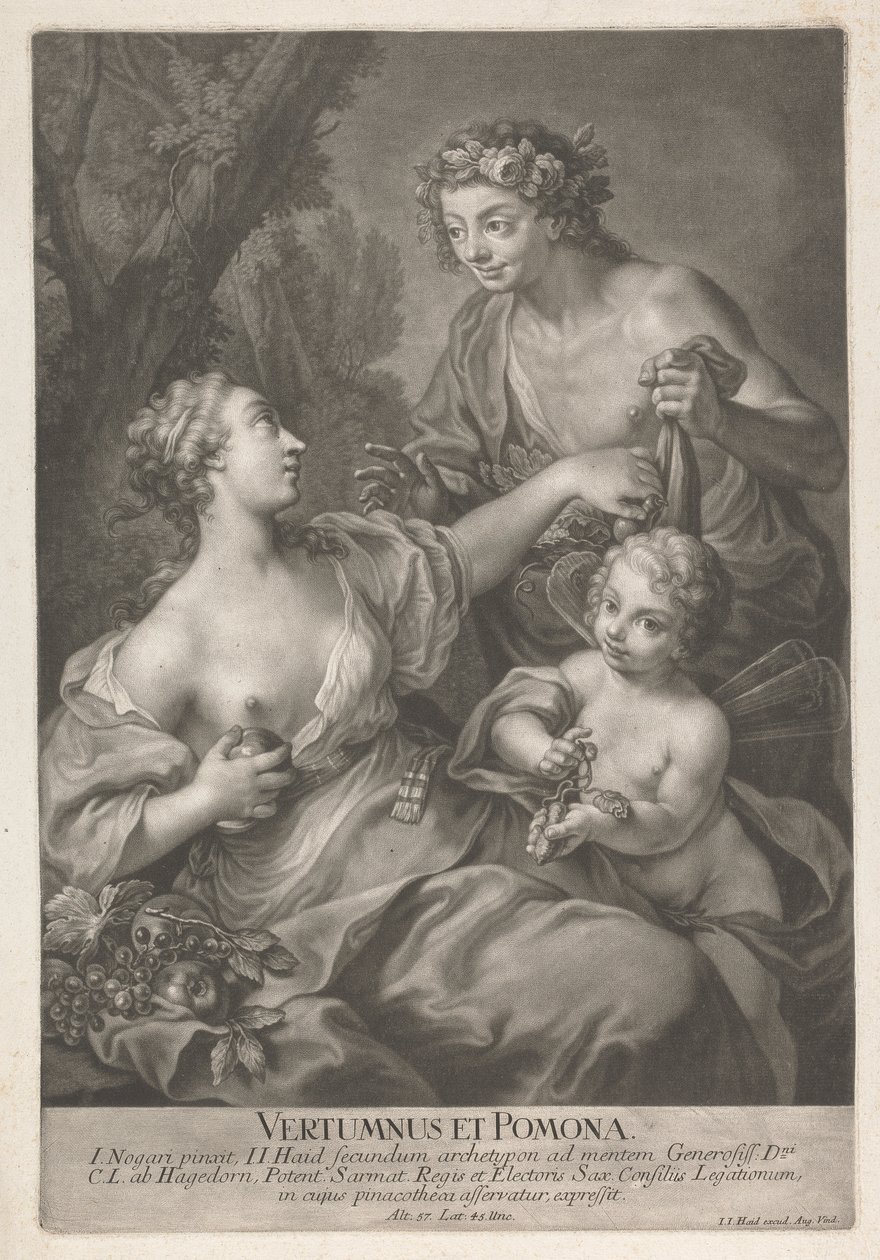Vertumnus i Pomona autorstwa Johann Jacobus Haid