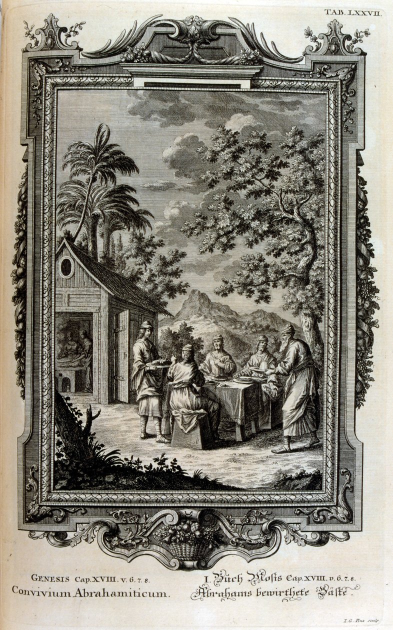 Abraham odwiedzany przez aniołów autorstwa Johann Jakob Scheuchzer