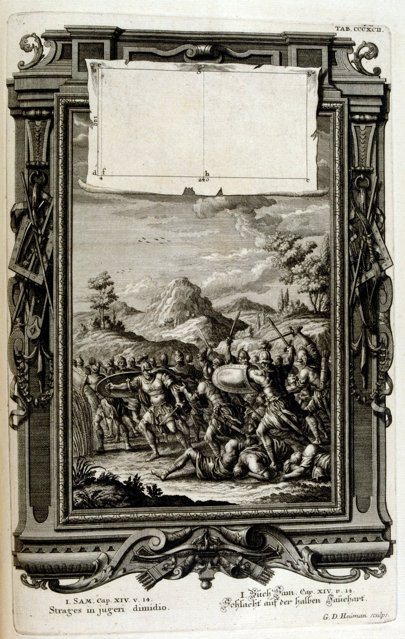 Hebrajczycy w bitwie; (Księga Samuela) autorstwa Johann Jakob Scheuchzer