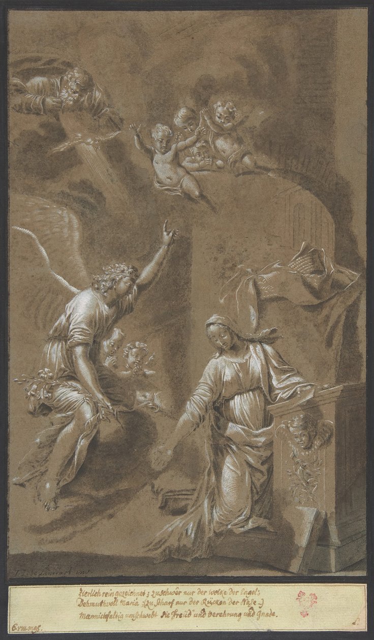Zwiastowanie, koniec XVII wieku. autorstwa Johann Jakob von Sandrart