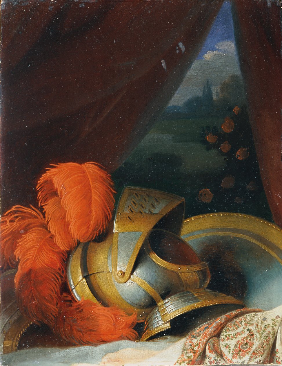 hełm i okrągła tarcza autorstwa Johann Peter Krafft