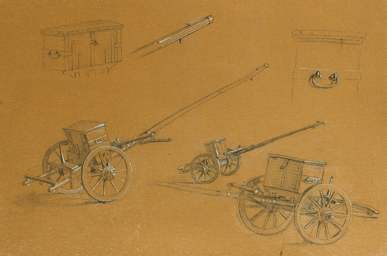 Studium pod kątem armat, akcesoriów wojskowych autorstwa Johann Peter Krafft