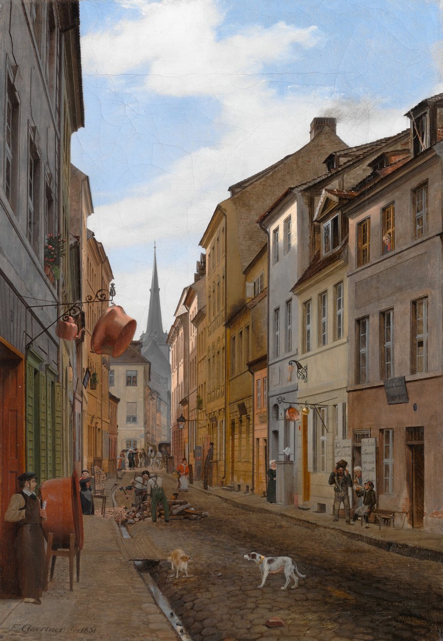 Parochialstrasse w Berlinie, 1831. autorstwa Johann Philipp Eduard Gartner