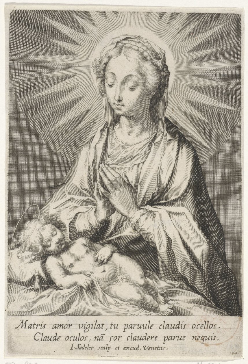 Maryja adoruje śpiące dziecko Chrystusa autorstwa Johann Sadeler (I)