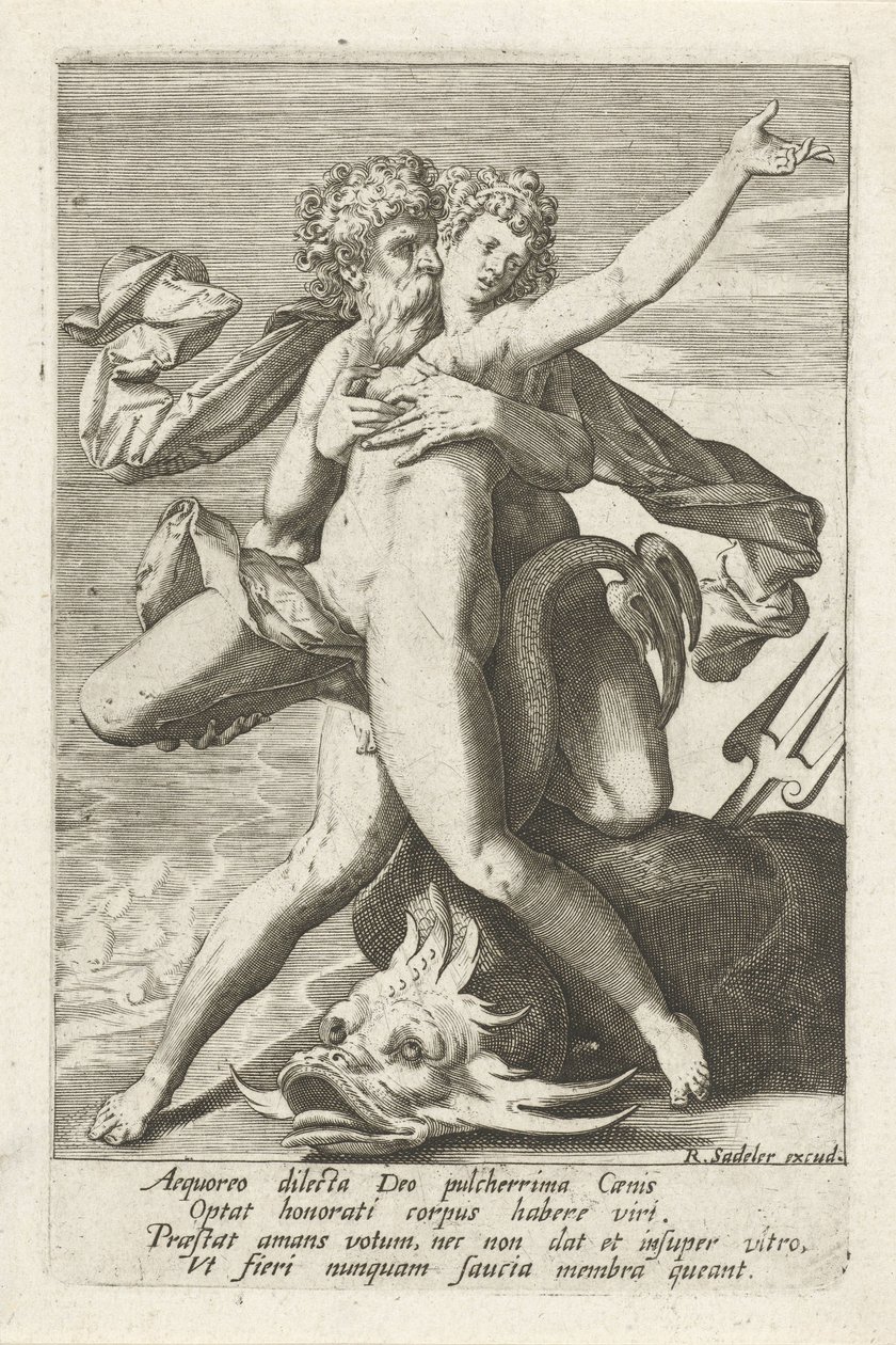 Neptun zaskakuje Caenis autorstwa Johann Sadeler (I)