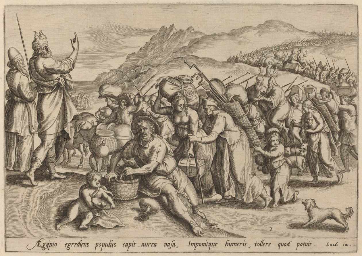Wyjście z Egiptu, 1585. autorstwa Johann Sadeler I