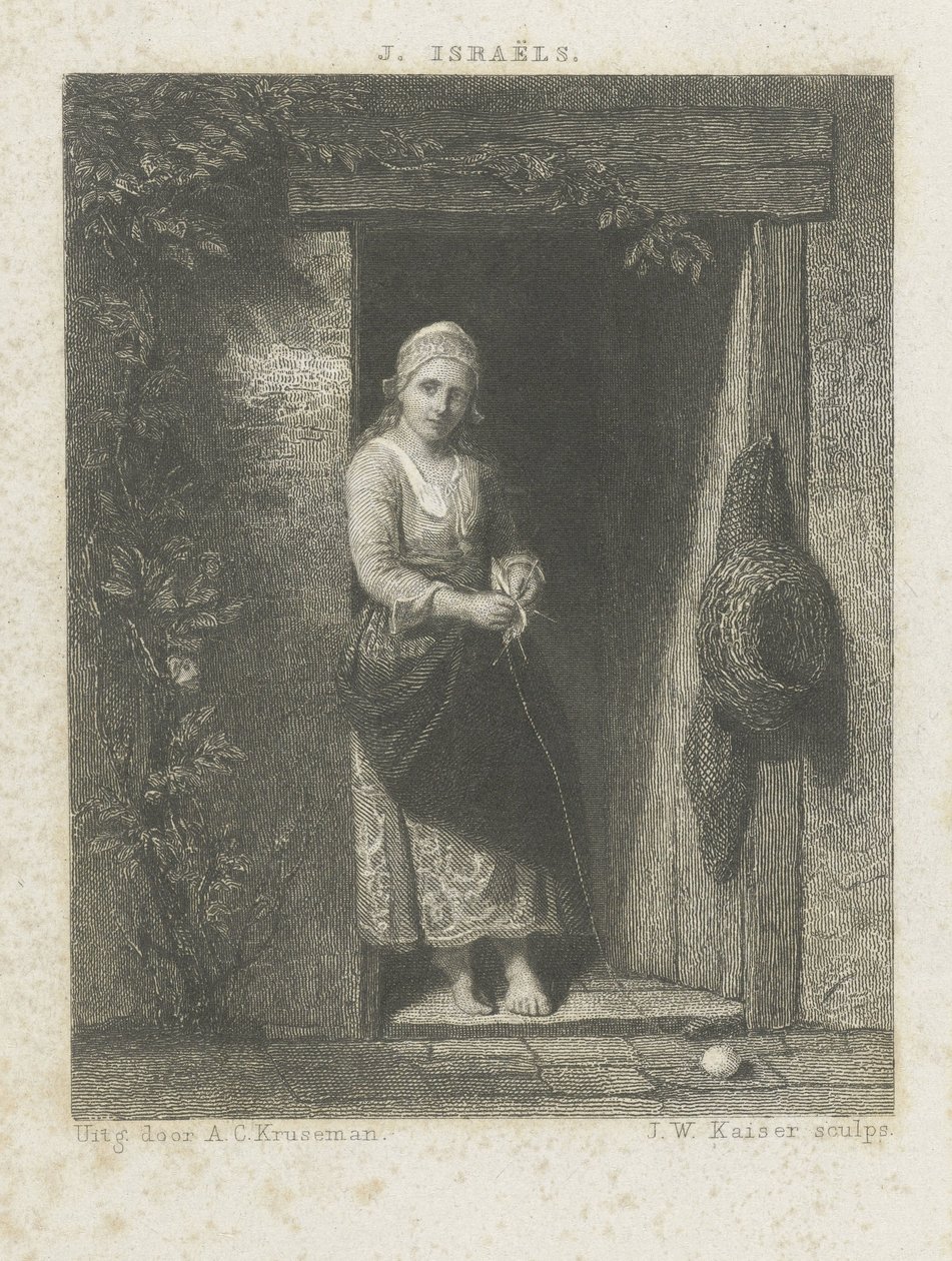 Młoda kobieta z dzianiem autorstwa Johann Wilhelm Kaiser (I)