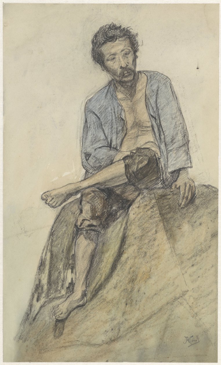 siedzący mężczyzna autorstwa Johannes Abraham Mondt