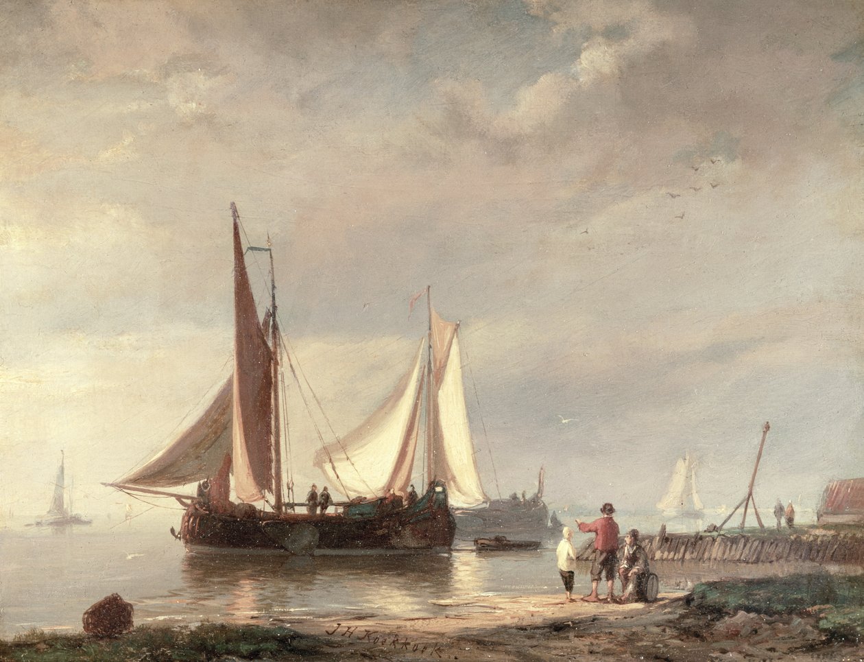 Scena portowa (olej) autorstwa Johannes Hermann Barend Koekkoek