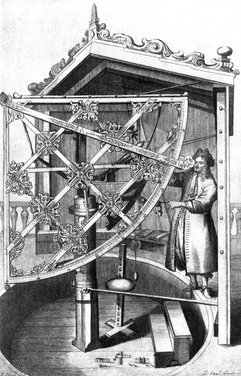 Astronom w swoim obserwatorium autorstwa Johannes Hevelius
