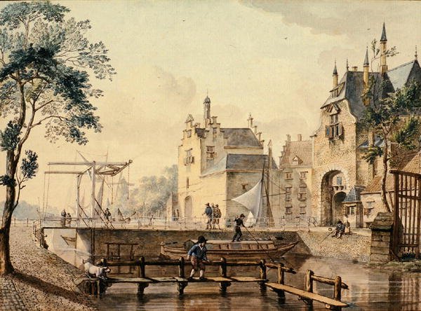 Rotterdamsche i Ketel Poort, Delft autorstwa Johannes Huibert Prins