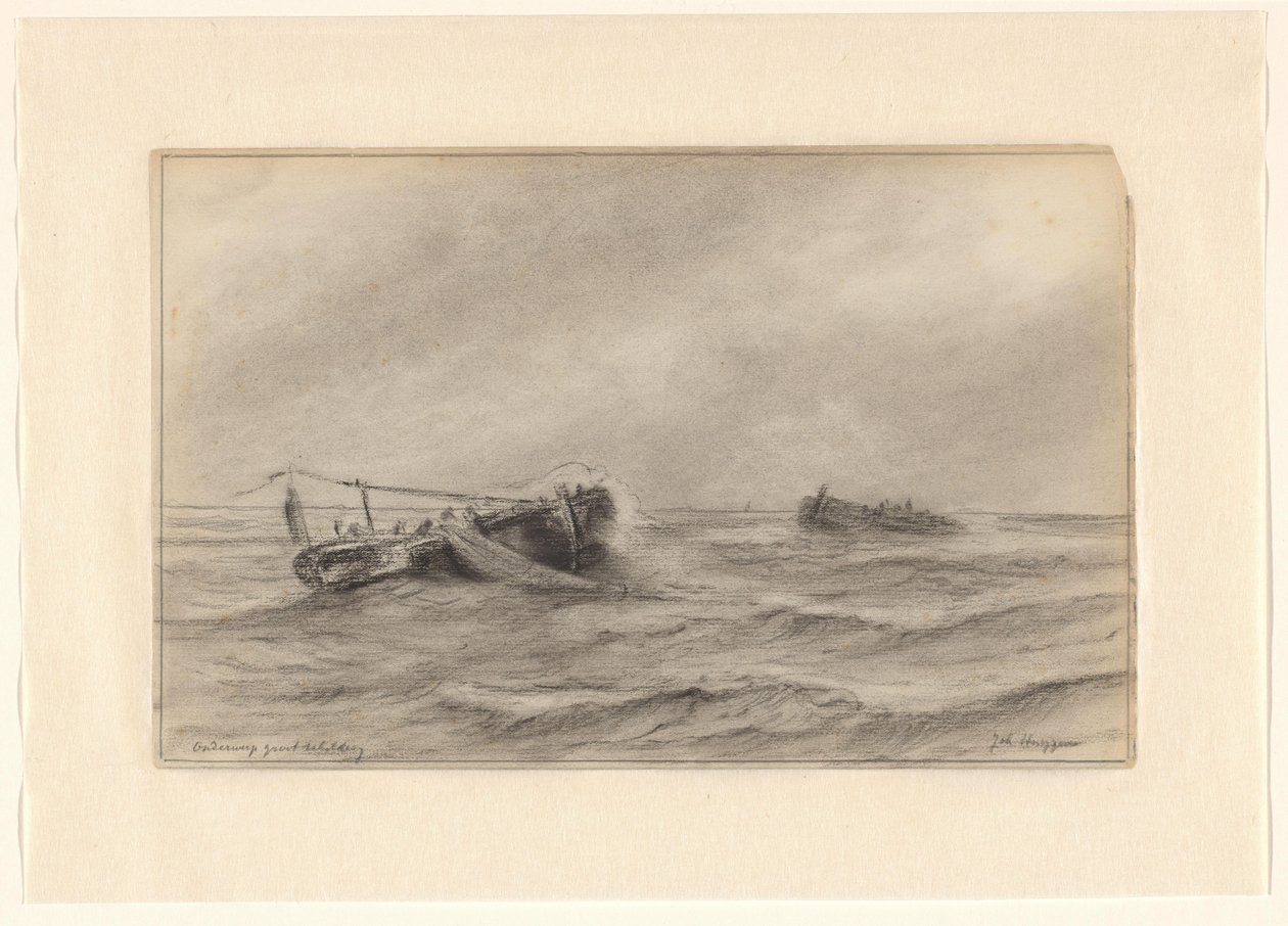 Statki rybackie na morzu autorstwa Johannes Huygens (signed by artist)
