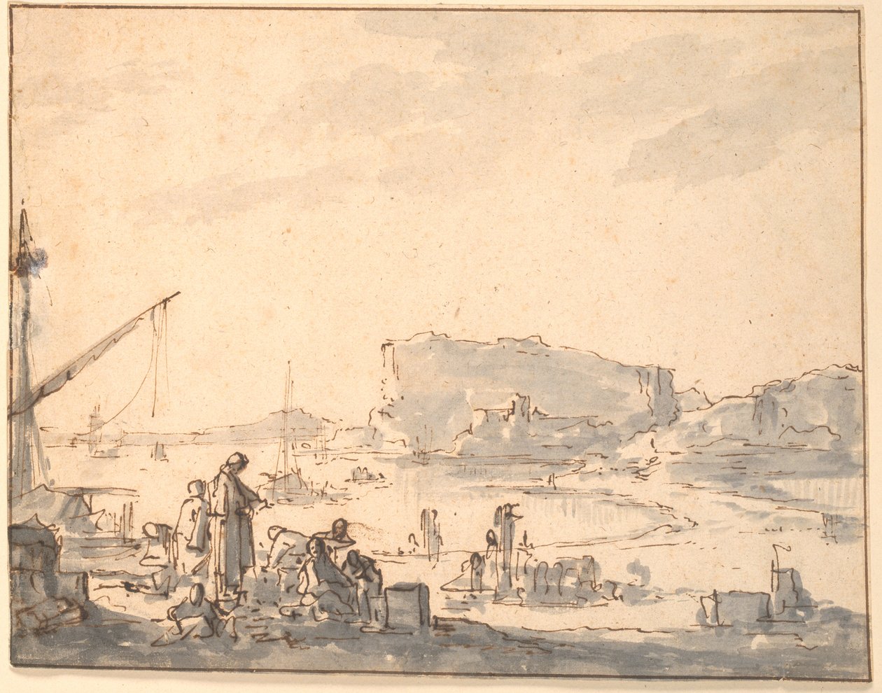 Krajobraz portowy autorstwa Johannes Lingelbach