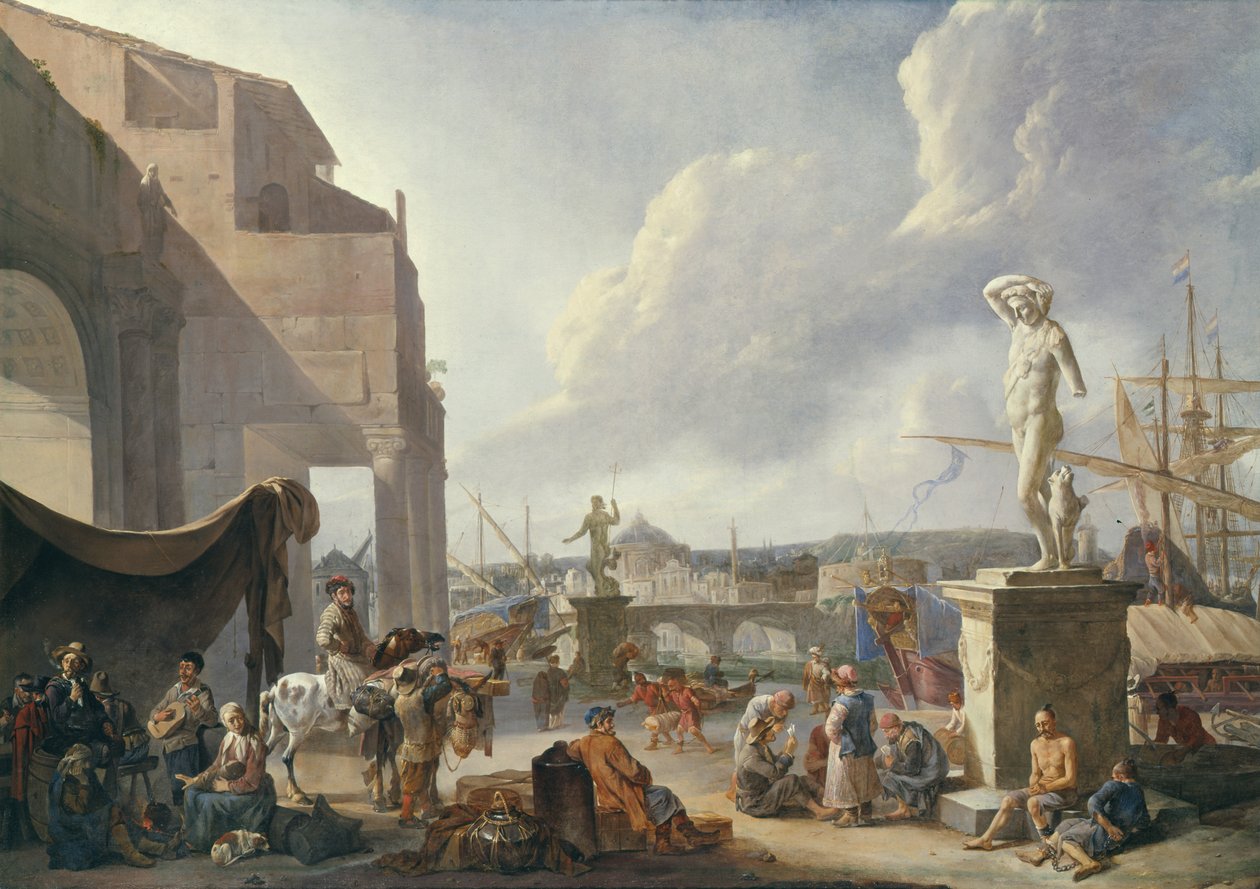 Włoski port autorstwa Johannes Lingelbach