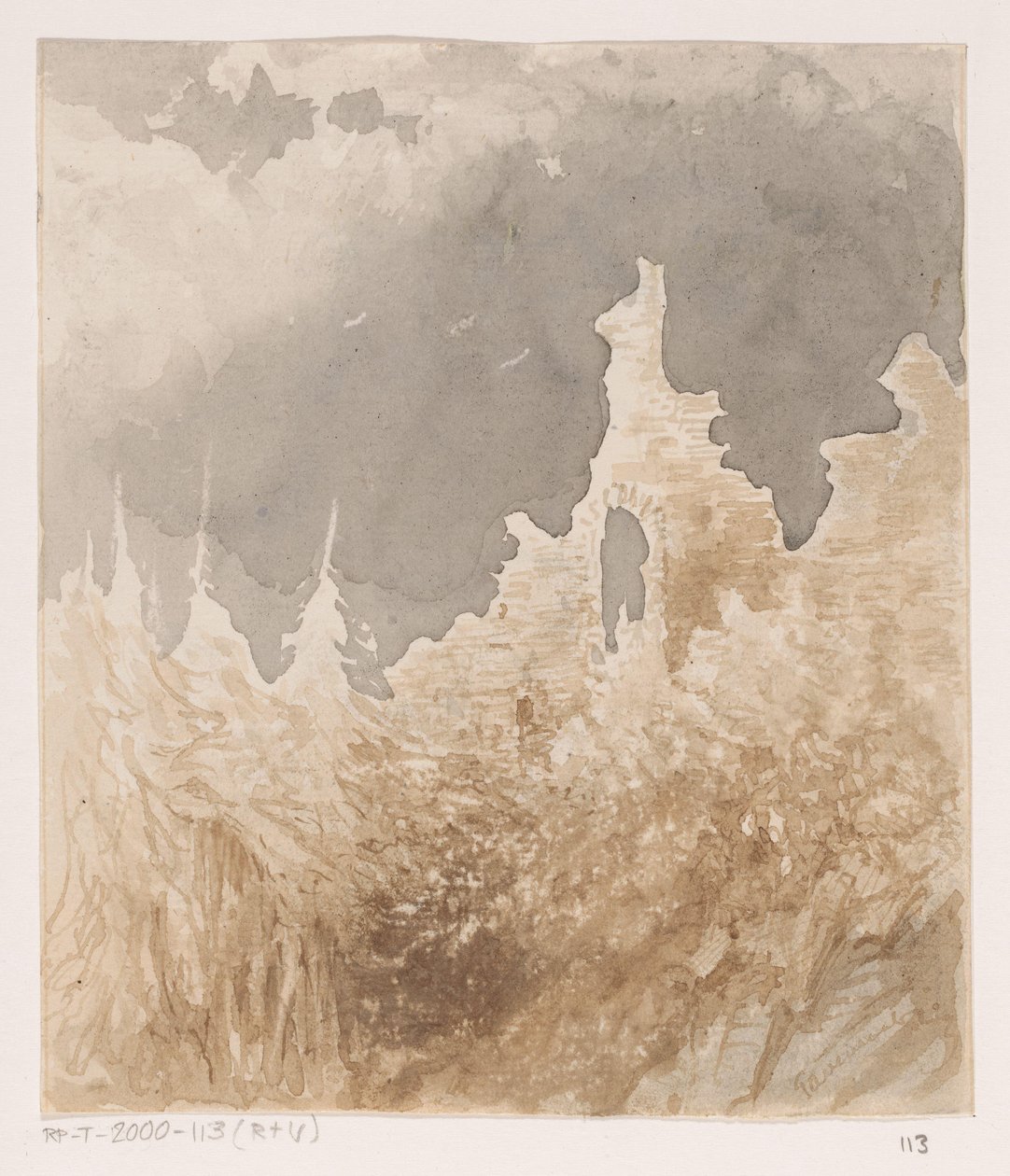 Zrujnuj między drzewami autorstwa Johannes Tavenraat (signed by artist)