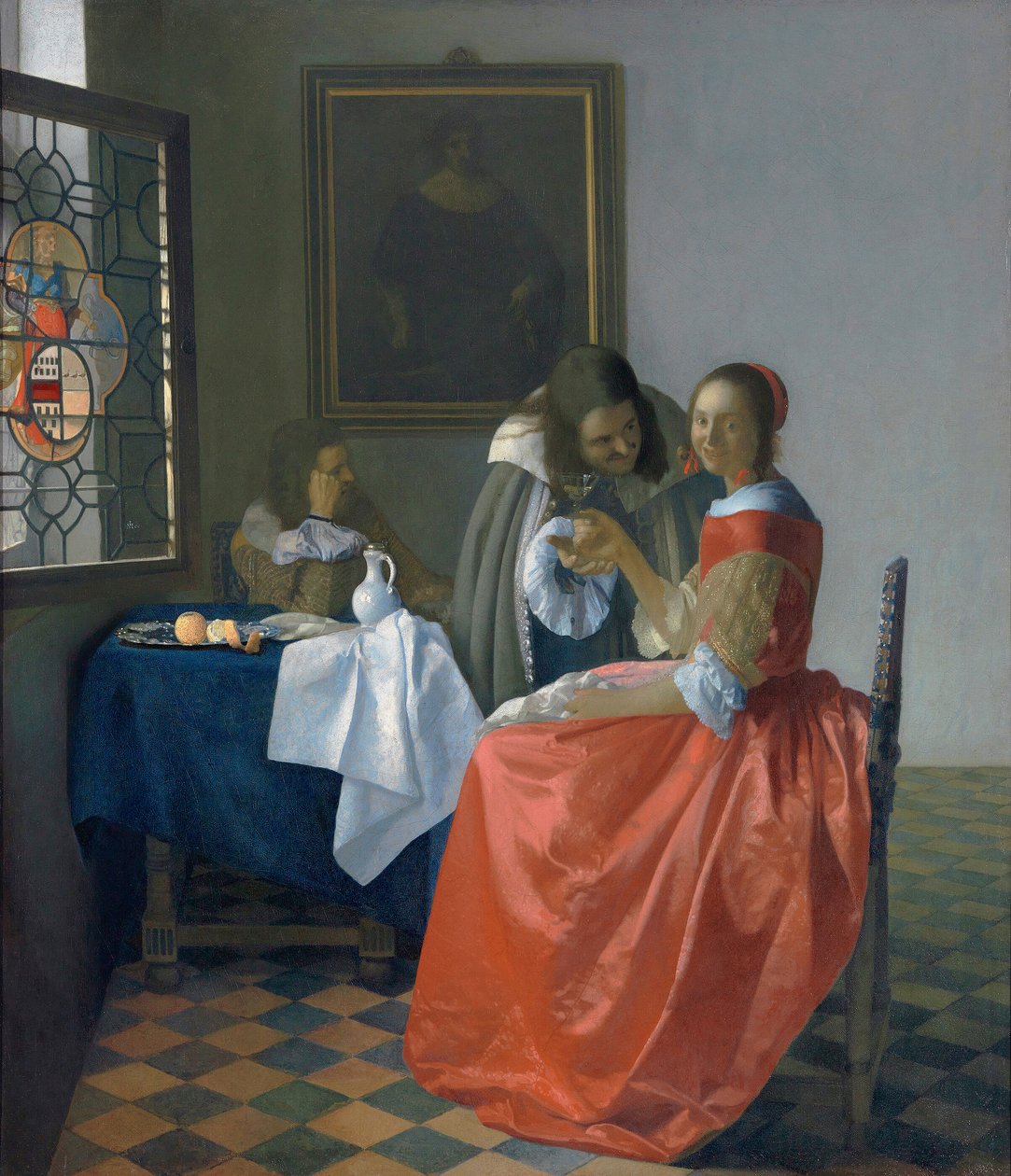 Młoda kobieta z kieliszkiem wina autorstwa Johannes Vermeer