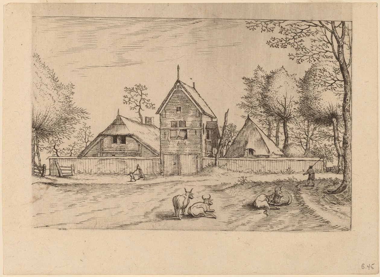 Zagroda z zabudowaniami autorstwa Johannes van Doetechum, the Elder and Lucas