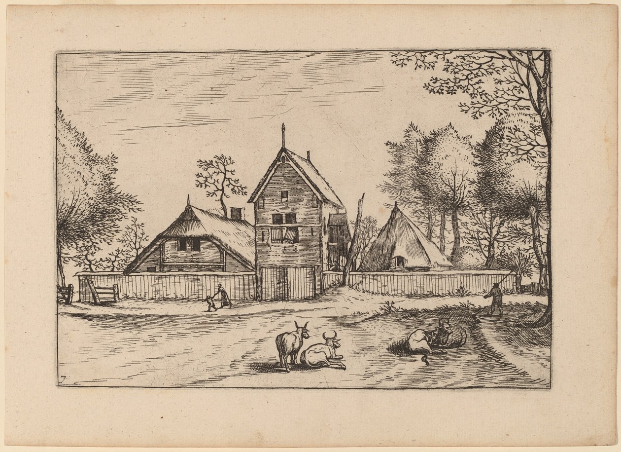 Zagroda z zabudowaniami autorstwa Johannes van Doetechum, the Elder and Lucas