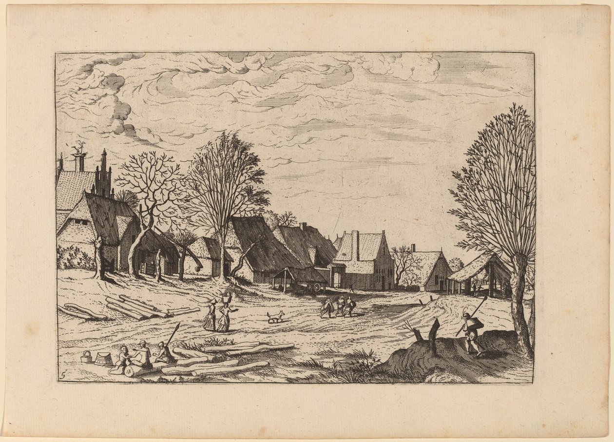 Wiejska ulica autorstwa Johannes van Doetechum, the Elder and Lucas