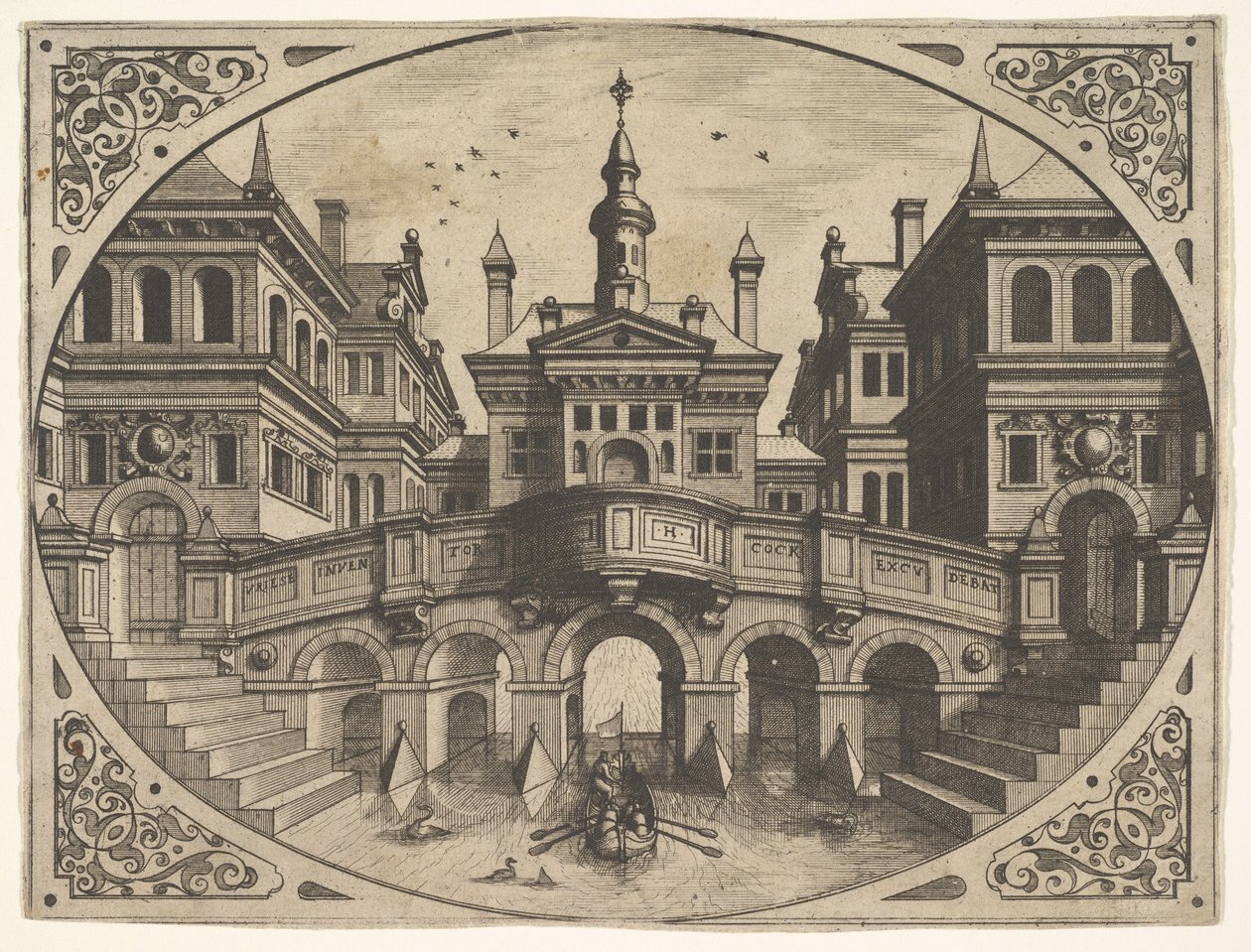Tabliczka ze Scenografii..., 1560. autorstwa Johannes van Doetecum I