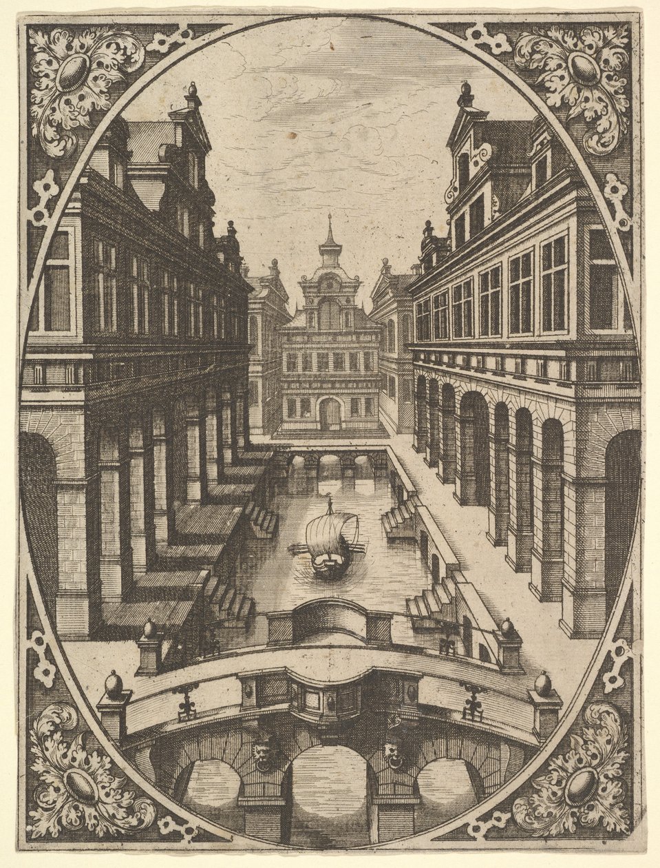 Talerz ze Scenografii..., ca. 1560. autorstwa Johannes van Doetecum I