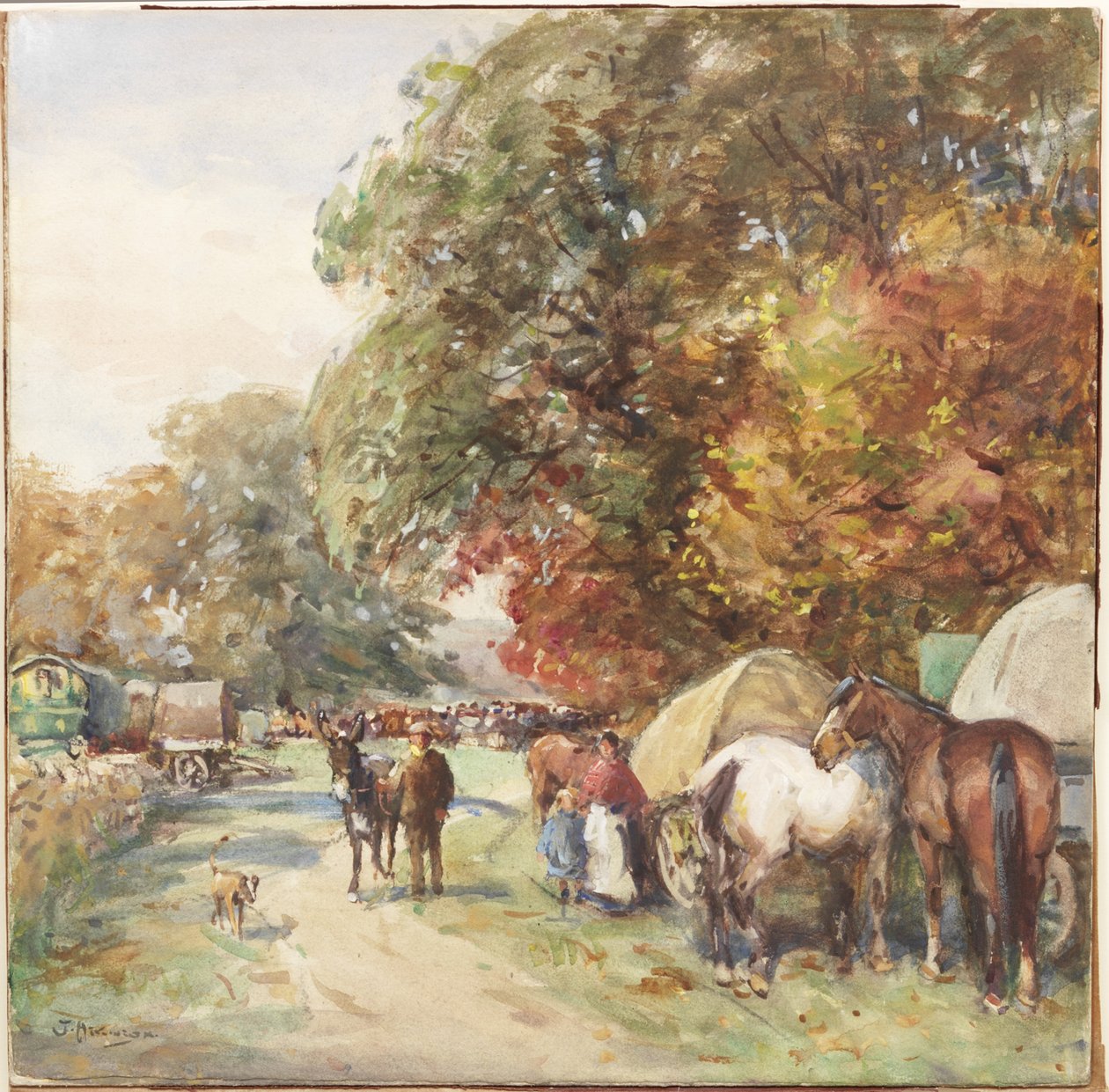 Brough Fair (akwarela, bodycolor i ołówek na pokładzie) autorstwa John Atkinson