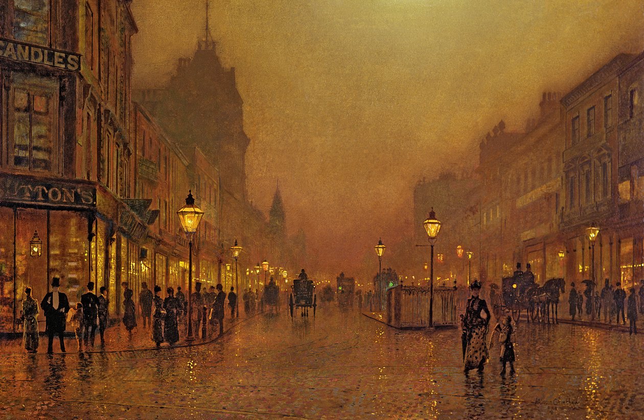 Ulica nocą autorstwa John Atkinson Grimshaw