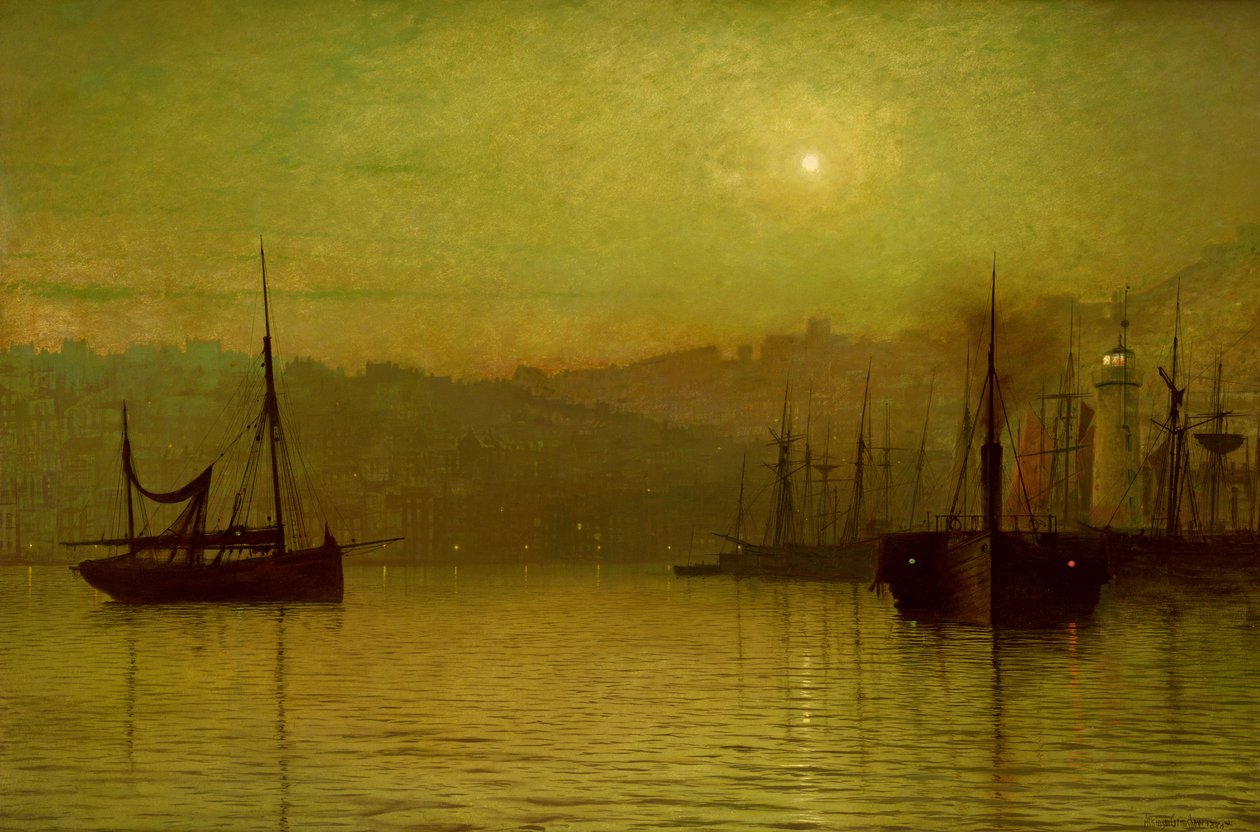 Spokojne wody, Scarborough, 1880 autorstwa John Atkinson Grimshaw