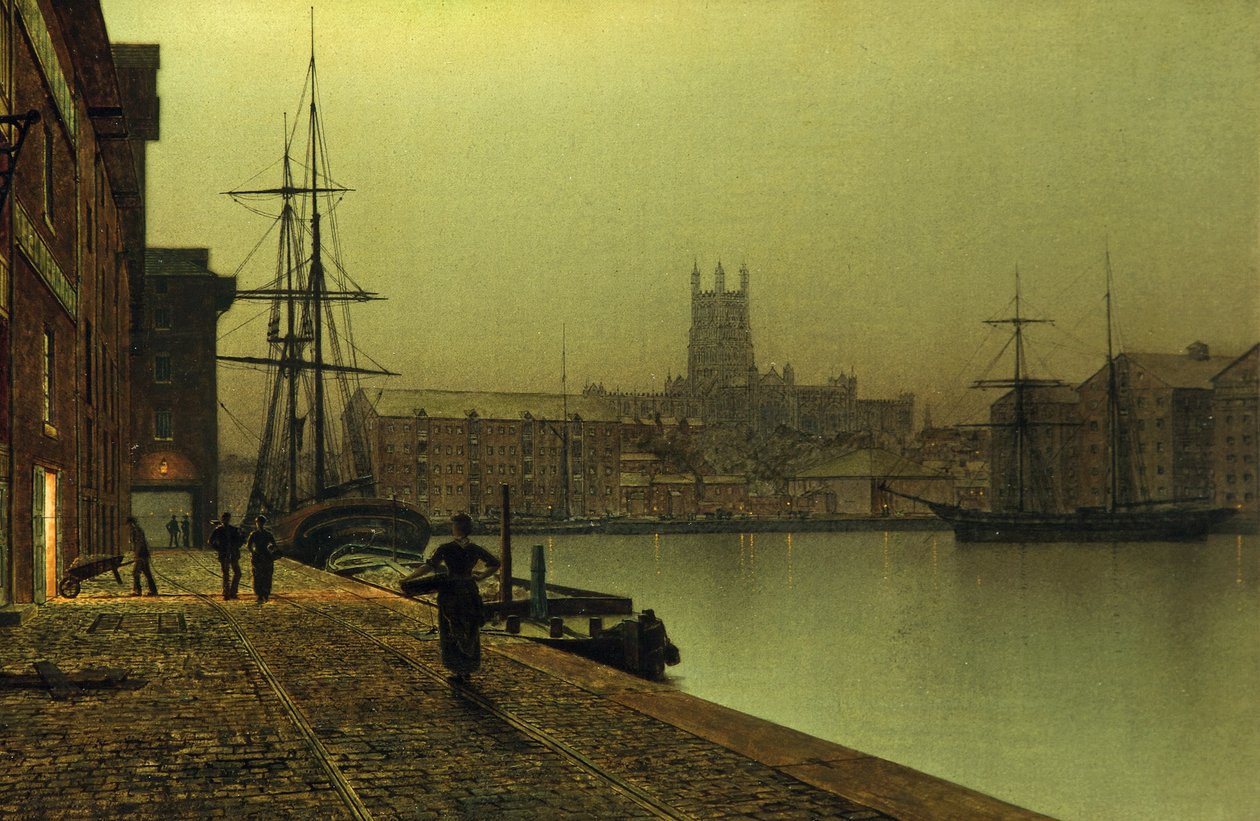 Doki w Gloucester, 1880-90 autorstwa John Atkinson Grimshaw