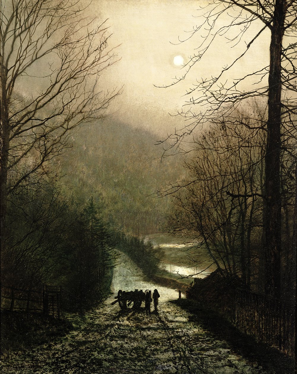Wóz z drewna autorstwa John Atkinson Grimshaw