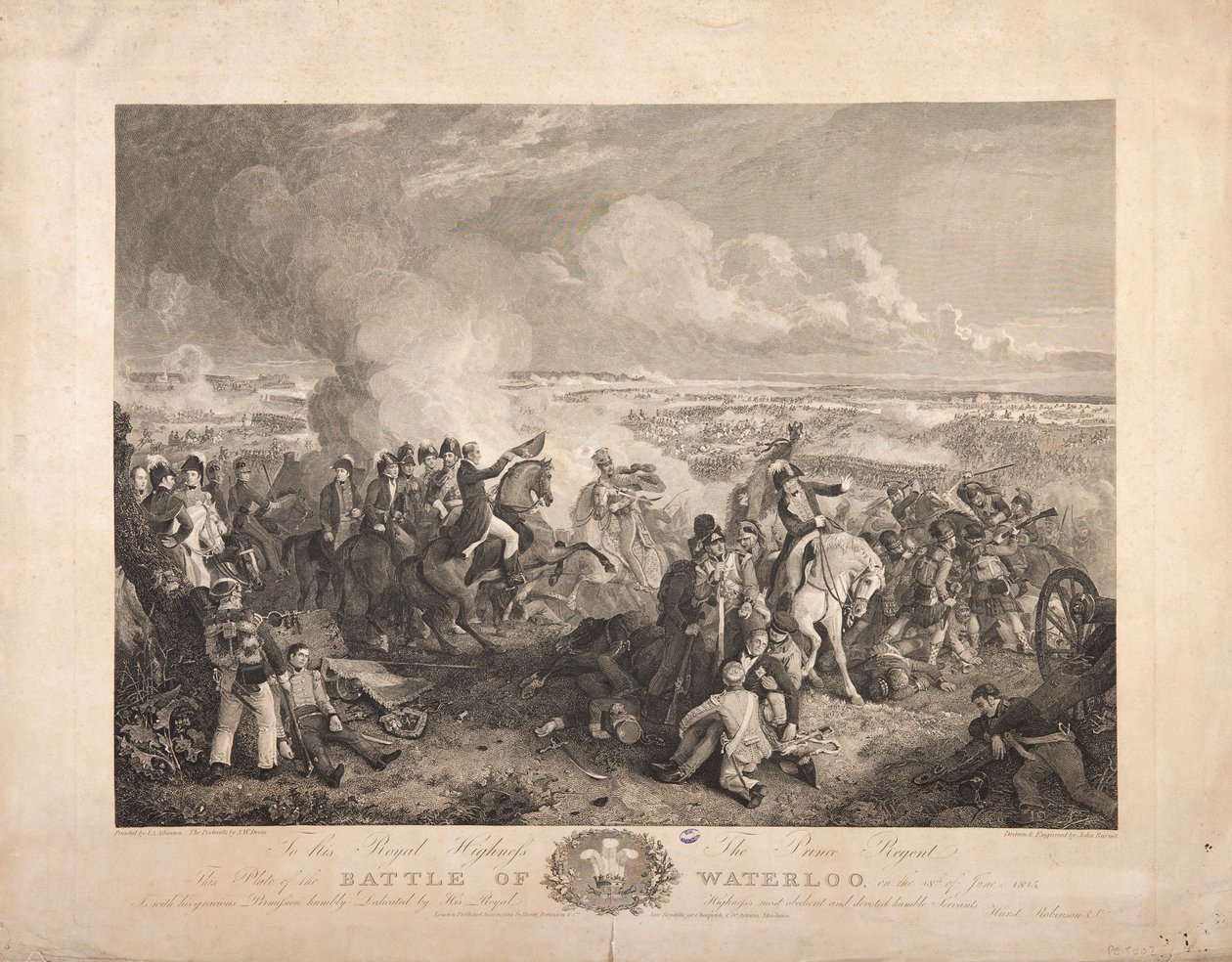 Bitwa pod Waterloo, wyryta przez Johna Burneta, 1819 r. autorstwa John Augustus Atkinson