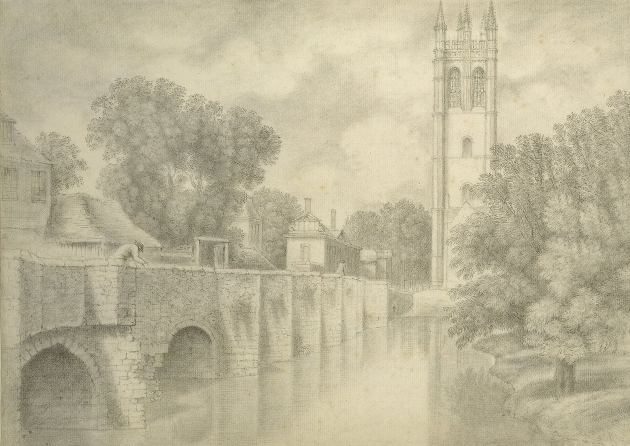 Magdalen Bridge and Tower (grafit na papierze) autorstwa John Baptist Malchair