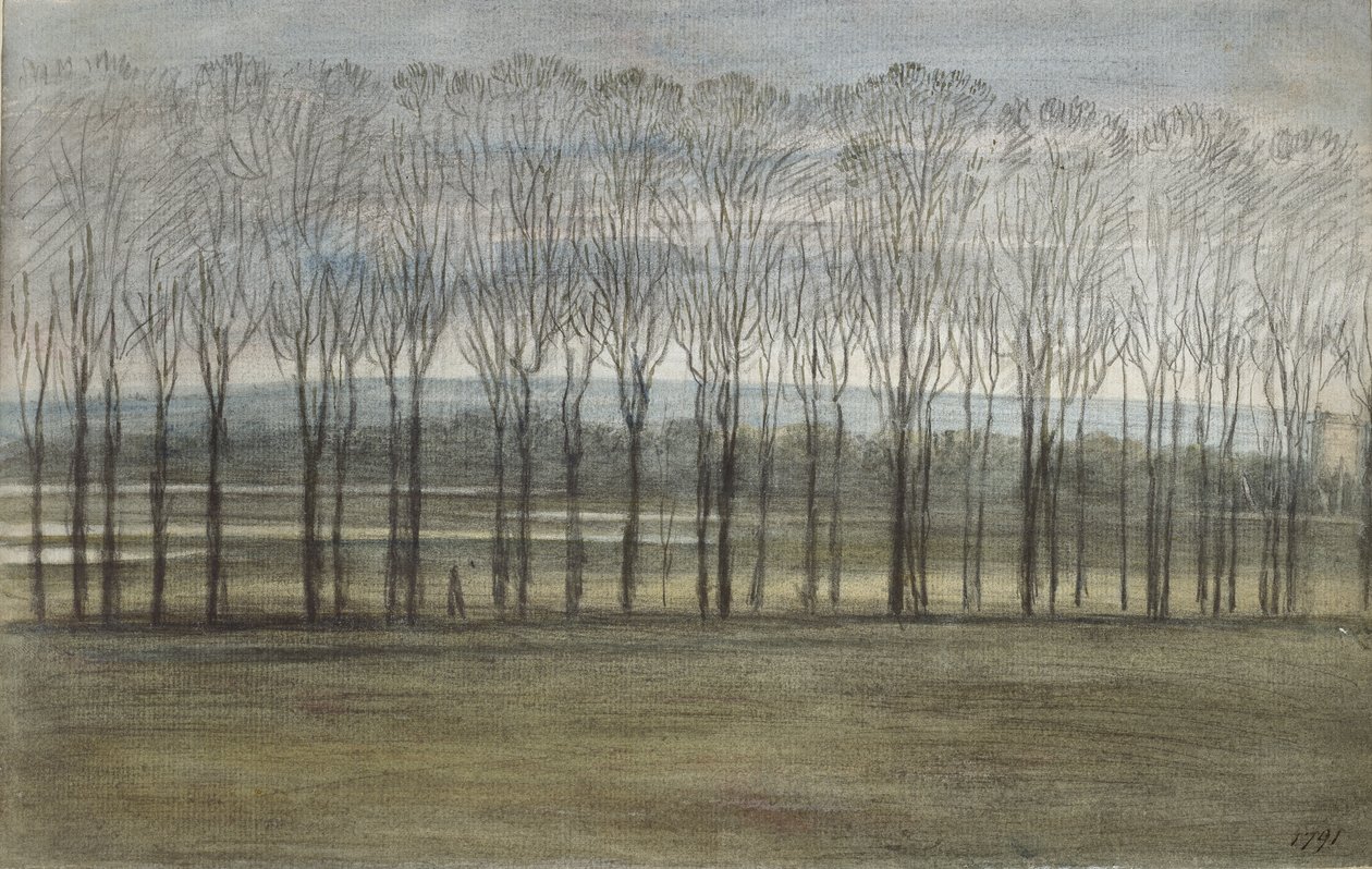 Widok z Merton College, 28 lutego 1791 (akwarela nad grafitem, na papierze) autorstwa John Baptist Malchair