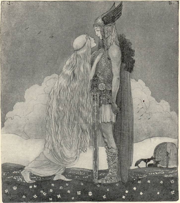 Freyja i Svipdag autorstwa John Bauer